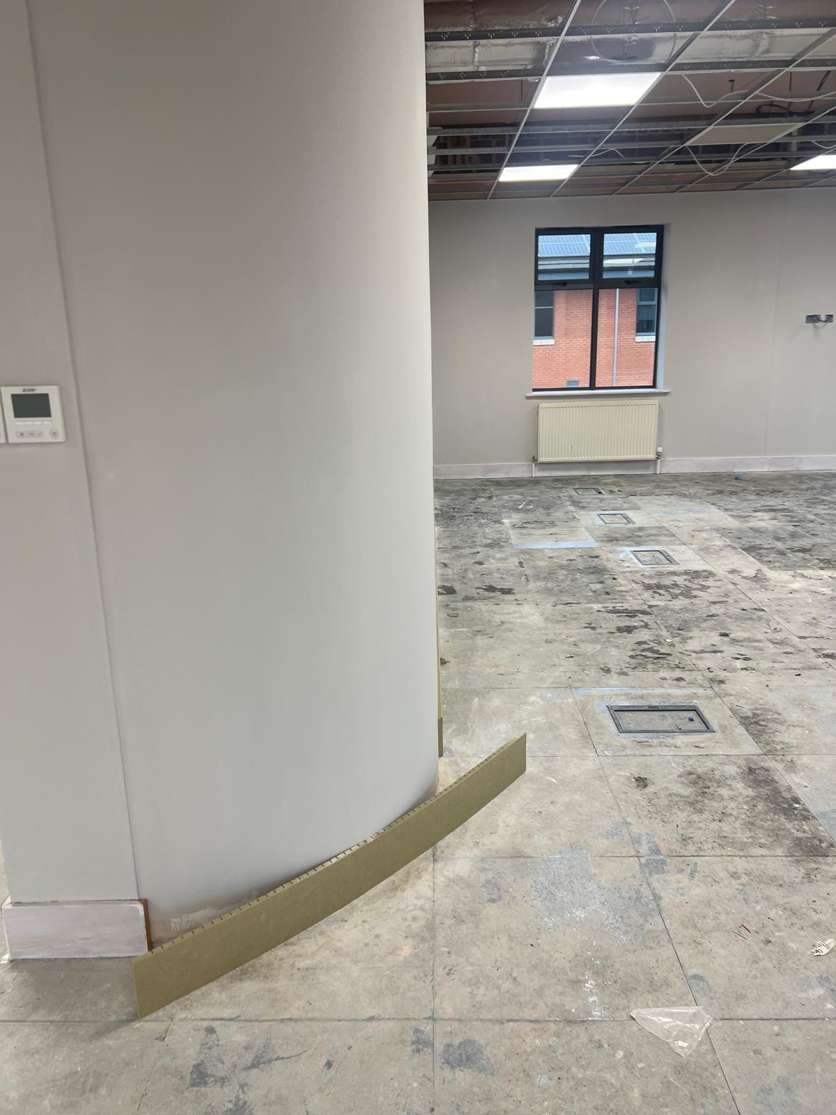 After plastering curved column